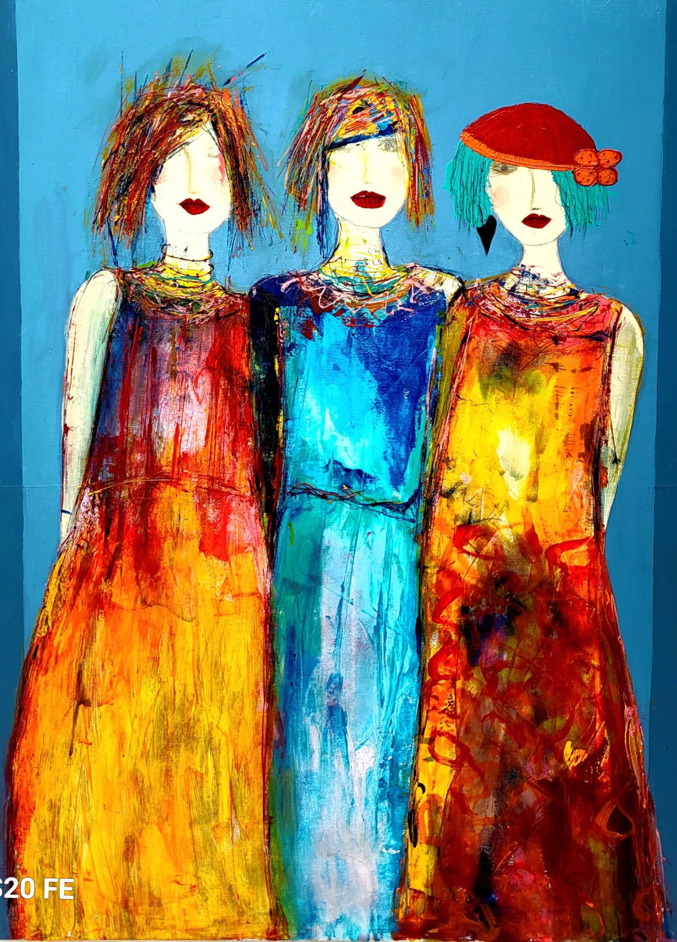 De tre verdensdamer 90 x 120 cm 8500 kr