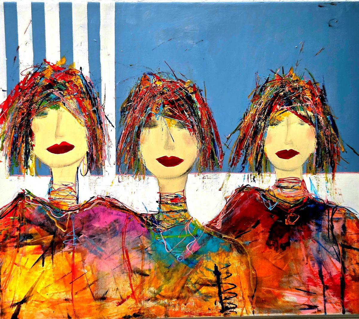 Verdensdamer på tur igen .60 x 70 cm  cm 40000 kr